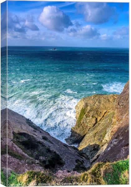 Turquoise seas in Cornwall Canvas Print by Nathan Atkinson