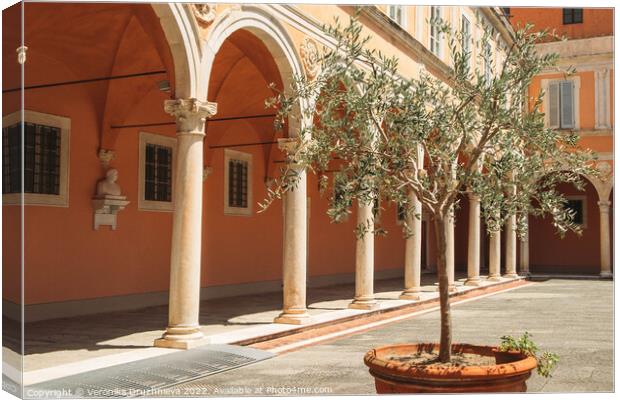 Building arch. Palazzo dell'Arcivescovado. Building, Italy Canvas Print by Veronika Druzhnieva