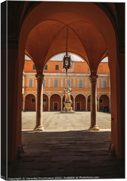 Building arch. Palazzo dell'Arcivescovado. Building, Italy Canvas Print by Veronika Druzhnieva