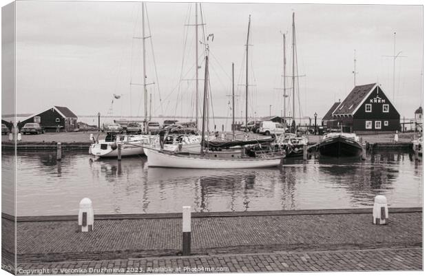 Majestic Yachts in Black and White Canvas Print by Veronika Druzhnieva