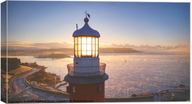 Smeaton's Tower Plymouth on a bright winters dawn Canvas Print by Mark Radford