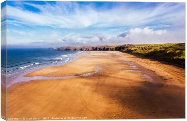 Penhale Sands (Perranporth) Looking towards Ligger Point Canvas Print by Nick Smith