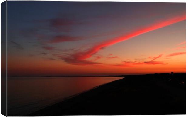 Sunset over Hordle Cliff, Milford on Sea, 21st June 2022 Canvas Print by Geoff Stoner