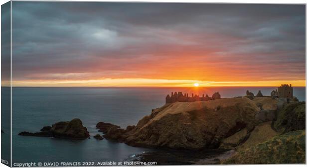 Ancient Sunrise at Dunnottar Castle Canvas Print by DAVID FRANCIS