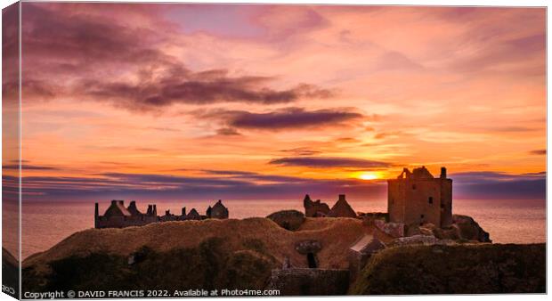 Majestic Sunrise over Dunnottar Castle Canvas Print by DAVID FRANCIS