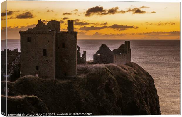 Ancient Fortress on a Dramatic Clifftop Canvas Print by DAVID FRANCIS