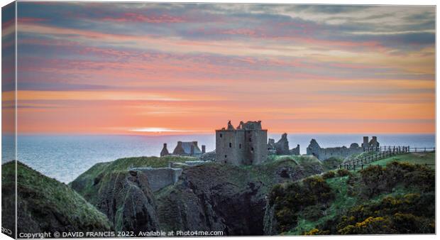 Dunnottar Castle Sunrise A Stunning Scottish Fortr Canvas Print by DAVID FRANCIS