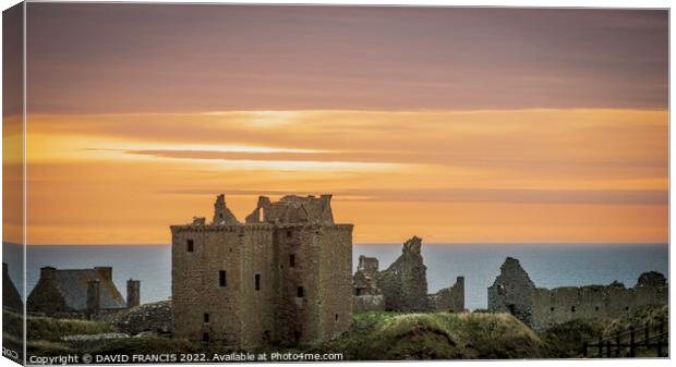 Dunnottar Castle at Sunrise Canvas Print by DAVID FRANCIS