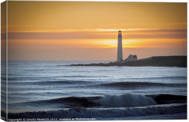 Majestic Sunrise at Scurdie Ness Lighthouse Canvas Print by DAVID FRANCIS