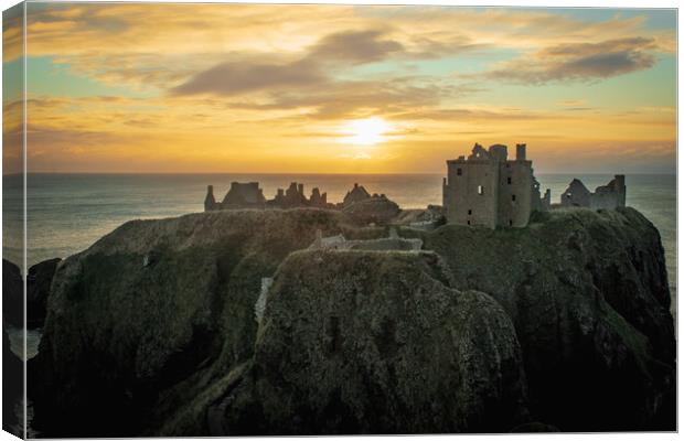 Majestic Sunrise over Historical Dunnottar Castle Canvas Print by DAVID FRANCIS