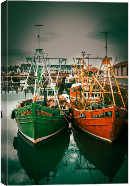 Fishing Boats in Arbroath Harbour Scotland. Canvas Print by DAVID FRANCIS