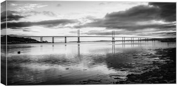 Sunrise at Kessock Bridge Black & White Panorama Canvas Print by DAVID FRANCIS