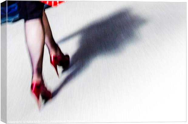 Lady walking in red shiny high heel stilettos Canvas Print by Rose Sicily