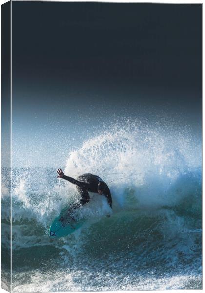 Spectacular surfing action at Fistral in Newquay,  Canvas Print by Gordon Scammell