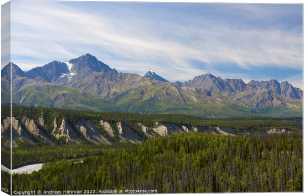 Matanuska River and Chugach Mountains Canvas Print by Andreas Himmler