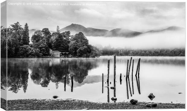 Lake District - Derwent Ilse on Derwent Water Mono Canvas Print by Will Ireland Photography