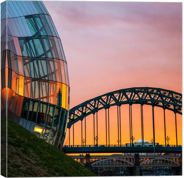 Majestic Sunset over Sage Gateshead and Tyne Bridg Canvas Print by Will Ireland Photography