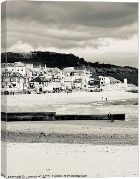 Lyme Regis: A Dramatic Seaside Tapestry Canvas Print by Carnegie 42