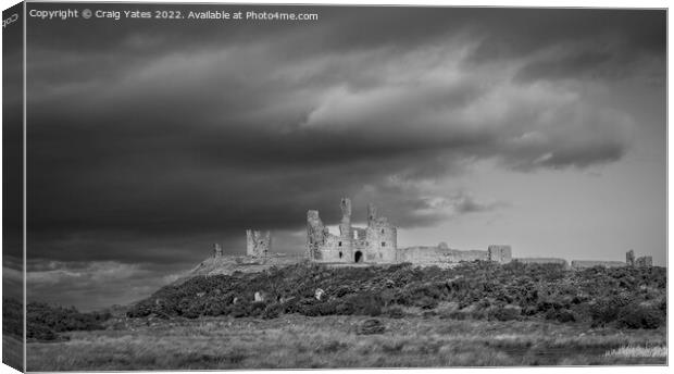 Dunstanburgh Castle Black and White Canvas Print by Craig Yates