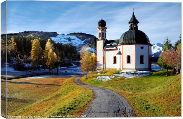 Seekirchl church Seefeld in Tirol  Austria Canvas Print by Craig Yates