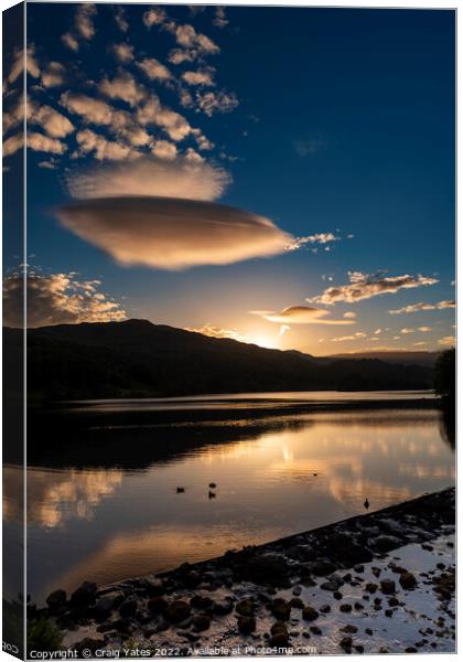 Lenticular Cloud Sunset Grasmere Lake District Canvas Print by Craig Yates