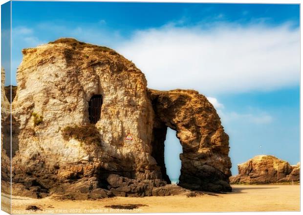 Perranporth Beach Rock Arch Cornwall Canvas Print by Craig Yates