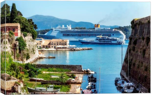 Cruise Ship Arrival Corfu Greece Canvas Print by Craig Yates