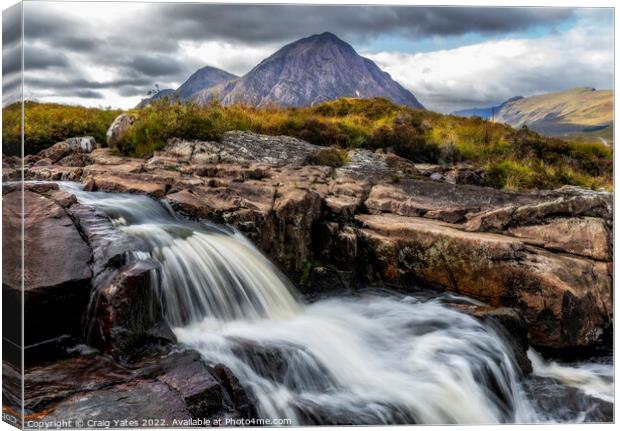 Buachaille Etive Mor Waterfall Glencoe Canvas Print by Craig Yates