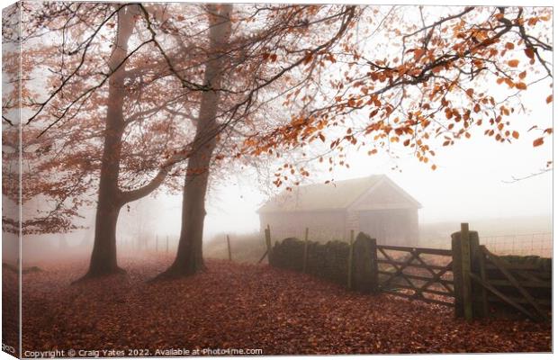Longshaw Estate Misty Autumnal Morning. Canvas Print by Craig Yates