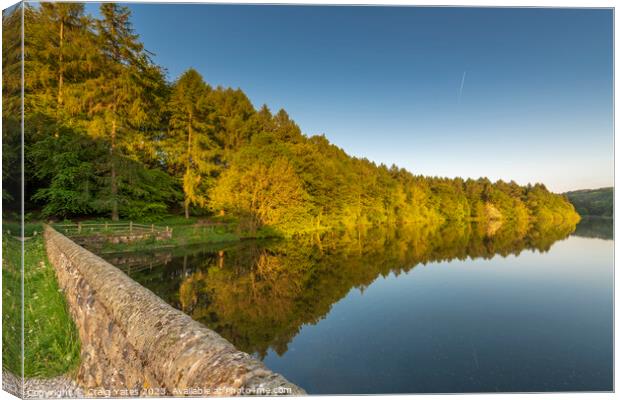 Linacre Reservoirs Reflection. Canvas Print by Craig Yates