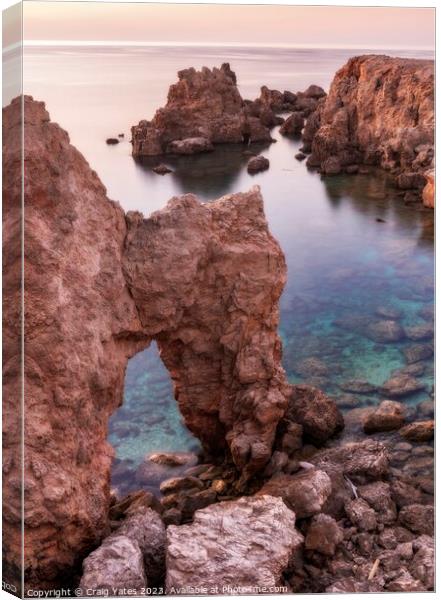 Coastal Archway Menorca Spain Canvas Print by Craig Yates