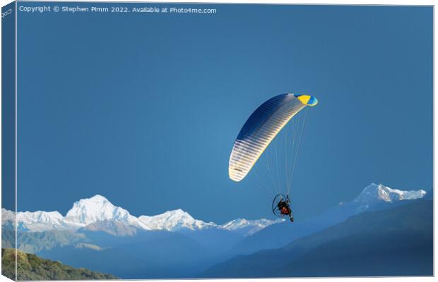 Powered Hang-Glider over Mountain Canvas Print by Stephen Pimm