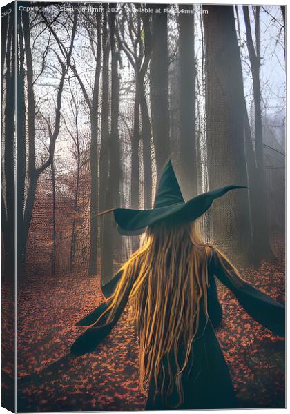 AI Witch in the woods Canvas Print by Stephen Pimm