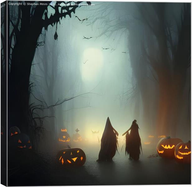 AI Halloween Scene Canvas Print by Stephen Pimm