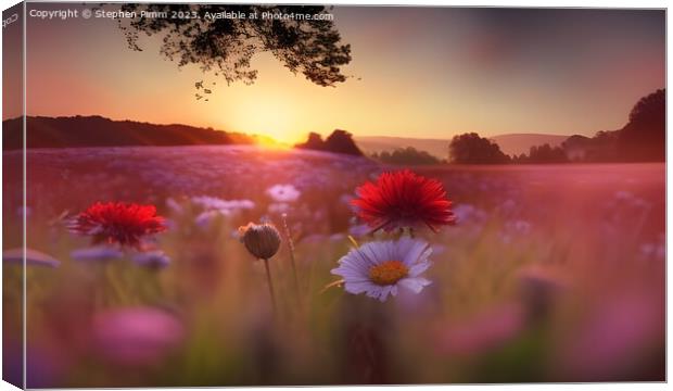 Flower Meadow Sunrise Canvas Print by Stephen Pimm