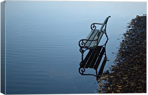 bench on water Canvas Print by Ciobanu Razvan