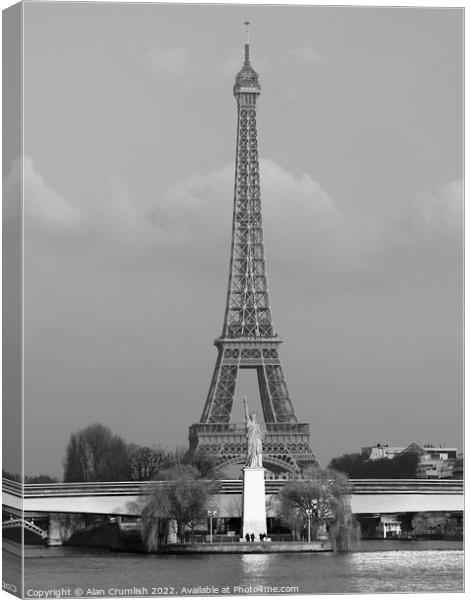 Eiffel Tower and Statue of Liberty, Paris Canvas Print by Alan Crumlish