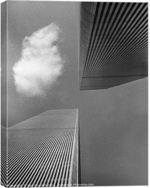 Twin Towers and cloud, New York, 1980 Canvas Print by Alan Crumlish