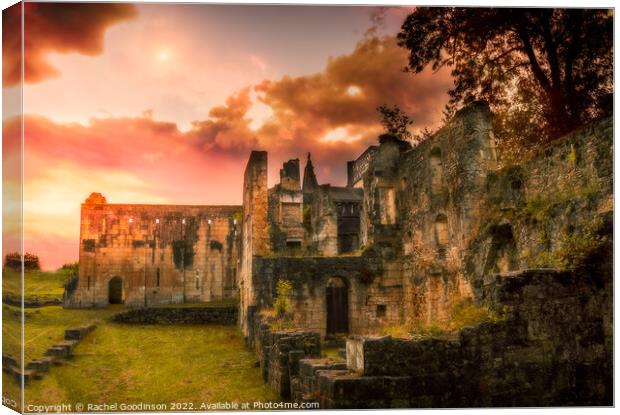 Sunset over the ruins of Boschaud Abbey, France Canvas Print by Rachel Goodinson