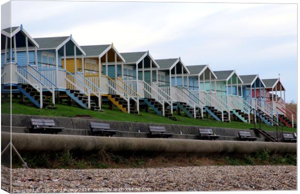 Minster-on-sea Beach Huts Canvas Print by Ray Putley