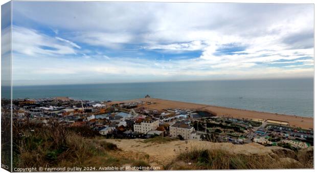 Hastings Seafront - Cliff View Canvas Print by Ray Putley