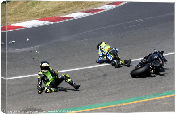 Motorcycle Race Track Mishaps Canvas Print by Ray Putley