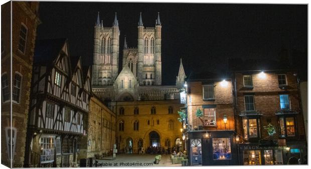 Majestic Lincoln Cathedral Illuminated at Night Canvas Print by Richard North