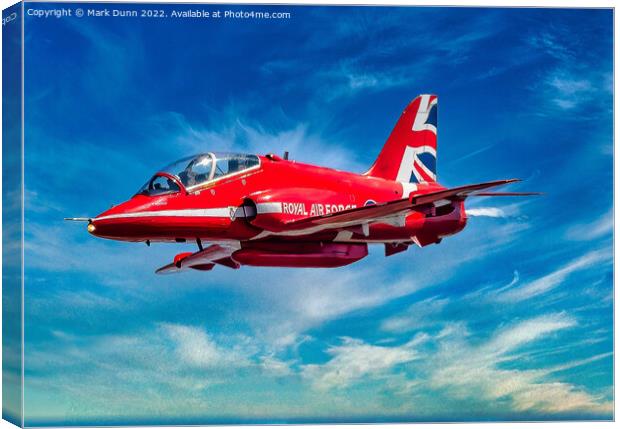RAF Red Arrow Hawk in level flight (Artistic Image) Canvas Print by Mark Dunn