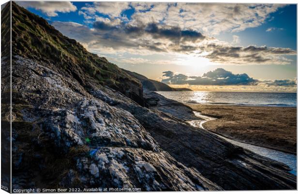 Mwnt Beach Canvas Print by Simon Beer