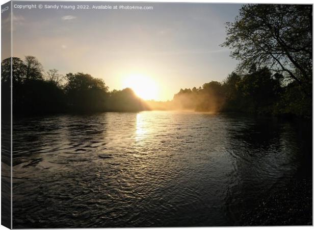 Majestic Sunrise Over the River Tay Canvas Print by Sandy Young