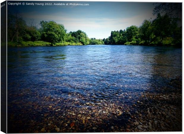 The mighty River Tay near Kenmore  Canvas Print by Sandy Young