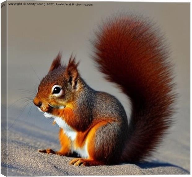 Majestic Red Squirrel Standing on Scottish Beach Canvas Print by Sandy Young