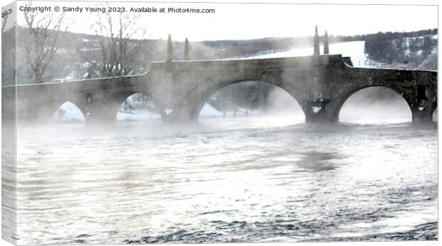 Winter Serenity at Wades Bridge Canvas Print by Sandy Young