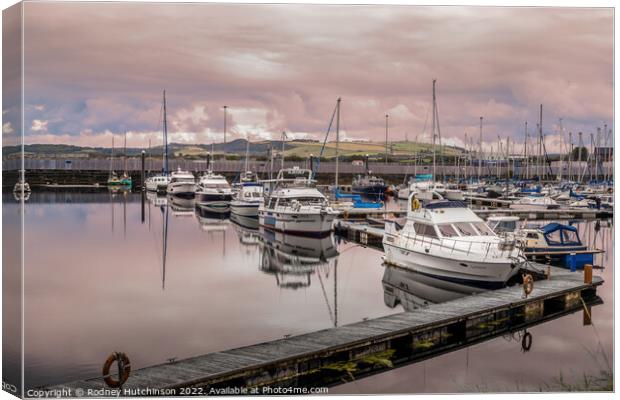 Tranquil Troon Harbour Canvas Print by Rodney Hutchinson